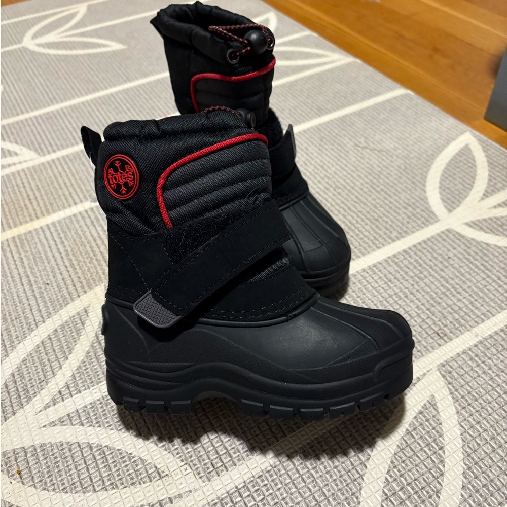 Kids Black and Red Winter Boots